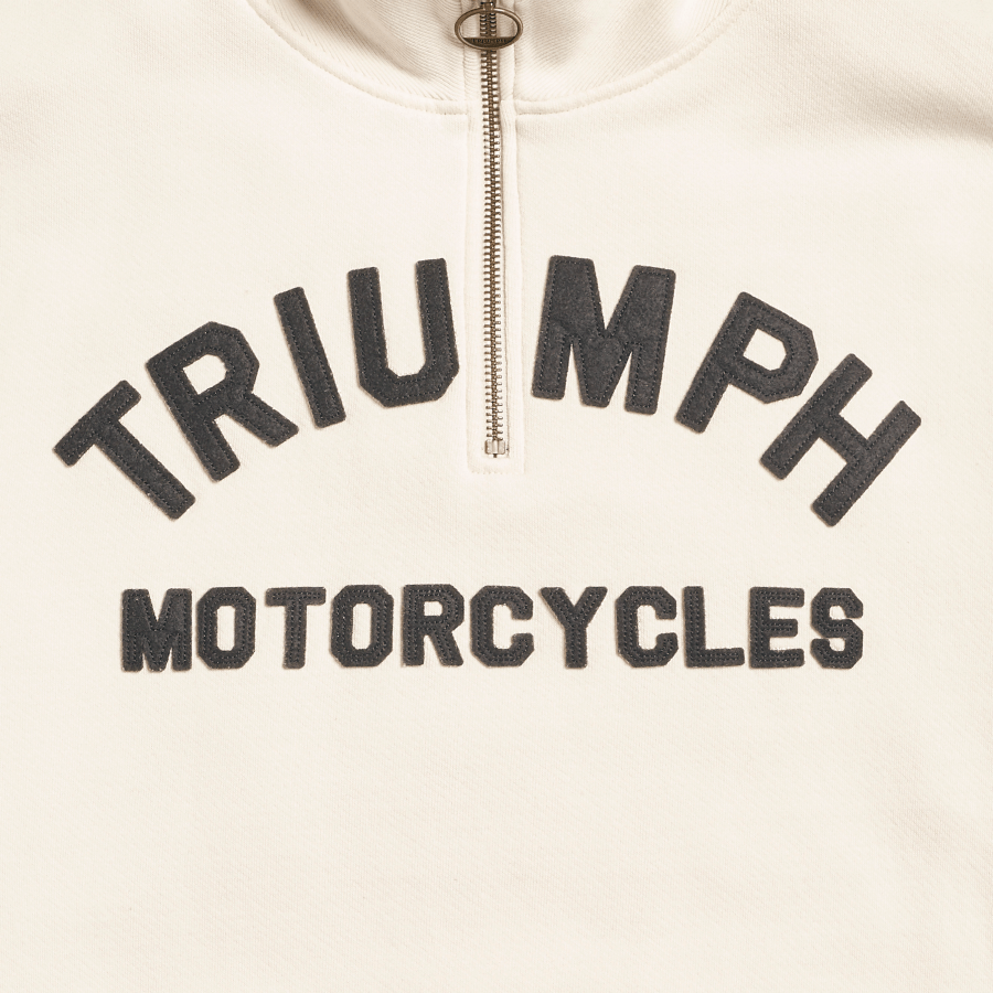Ribble Quarter Zip Logo Heavyweight Sweatshirt in Bone
